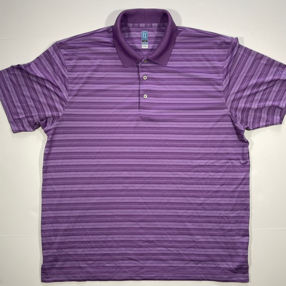 PGA Tour Golf Men’s Airflux Purple Striped Short Sleeve Polo Shirt - Size XXL - Picture 1 of 8